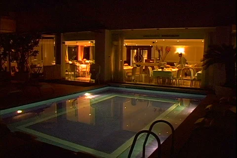 Cesar Park Pool-Restaurant Stock-Footage 816905