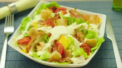 Cesar salad Stock Footage 64214197