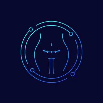 Cesarean section line vector icon Stock Illustration