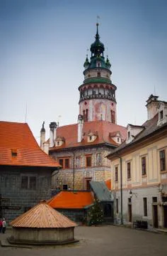 Cesky krumlov castle tower Foto stock
