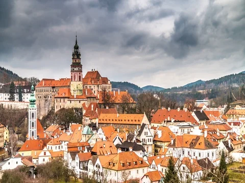 Cesky Krumlov Cityscape timelapse Video stock 76029832