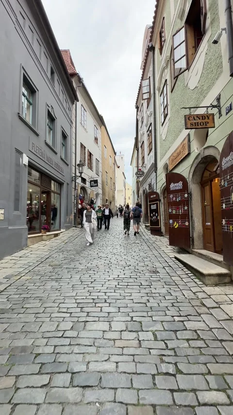 Cesky Krumlov, Czech Republic, walking medieval streets Stockbeeldmateriaal 280259142