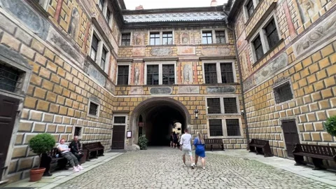 Cesky Krumlov, Czech Republic, walking medieval streets Vídeo Stock 280259185