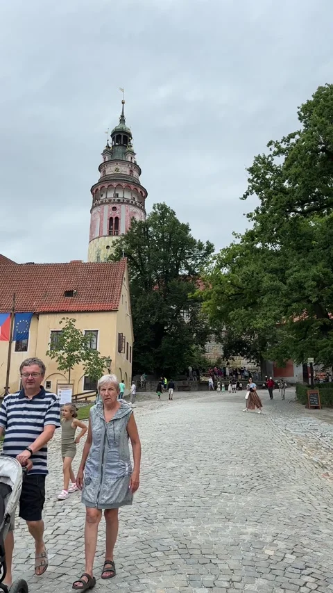 Cesky Krumlov, Czech Republic, walking medieval streets Stockbeeldmateriaal 280259210