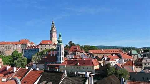 Cesky Krumlov, Krummau pan camera movement in Czech Republic, Europe Stock Footage 314662330
