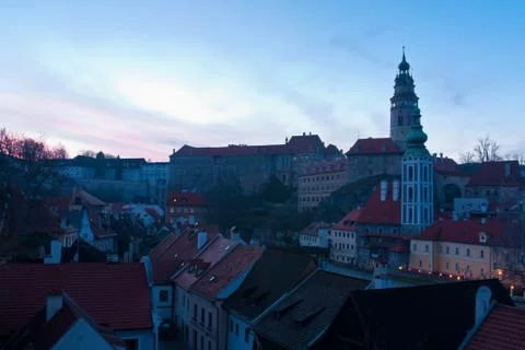 Cesky krumlov at twilight Stock Photos