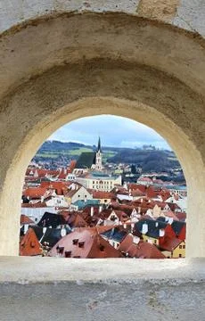 Cesky Krumlov view Stockfoto's