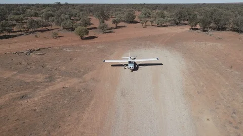 Cessna 172 tracking take off front view Stock Footage 92557114
