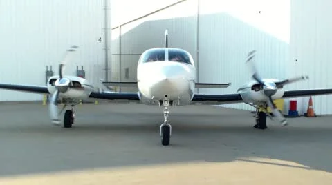 Cessna 414 Running Engines 2 Stock Footage 13268231
