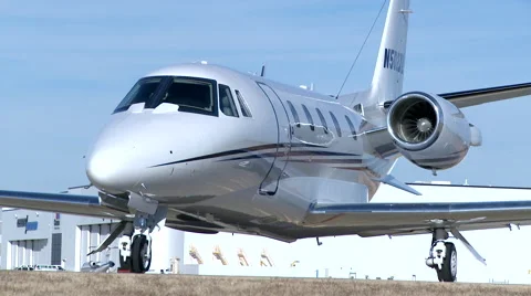 Cessna Citation XLS + Stat Zoom Out Low Angle Video stock 68100467
