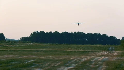 Cessna plane landing Stock Footage 80308911