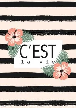 C'est La Vie Striped Card Design Stock-Illustration