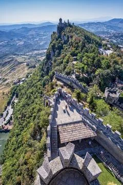 Cesta Castle City of San Marino San Marino Europe Stock Photos