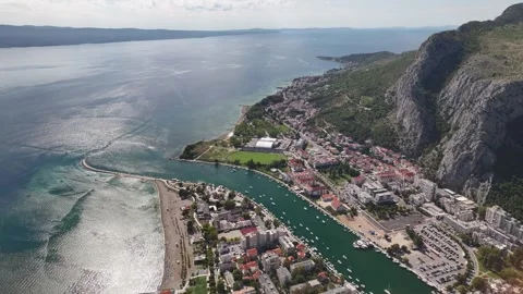 Cetina River Flowing Through Omis To Adriatic Sea Stock Footage 331096126