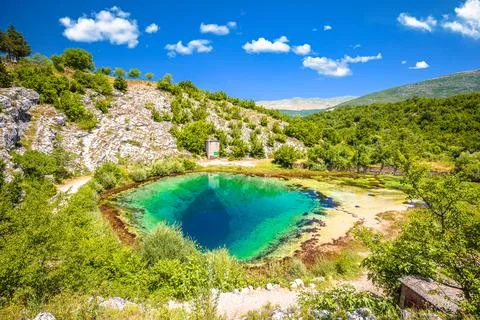 Cetina river source or the eye of the Earth view Stock Photos
