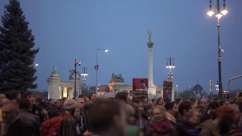 CEU Protest in Budapest Stock Footage