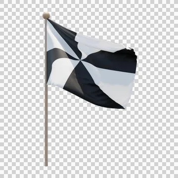 Ceuta 3d illustration flag on pole. Wood flagpole Illustrazione stock