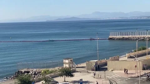 Ceuta border remains calm after repaired sea barrier, Ceuta, ES - 05 Aug 2026 Video stock 341482937