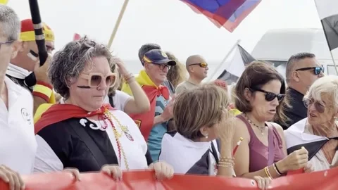 Ceuta residents once again demand solutions at the border: "A caballa never give Stock Footage 345990078