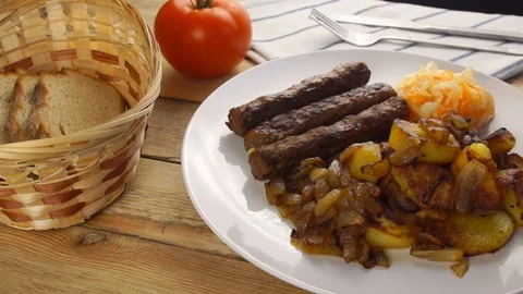 Cevapi, cevapcici, Balkan minced meat kebab Stock Footage 104471198