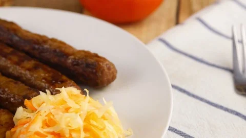 Cevapi, cevapcici, Balkan minced meat kebab Stock Footage 104471282