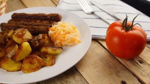 Cevapi, cevapcici, Balkan minced meat kebab Stock Footage 104471382