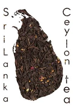 Ceylon map shape made of  black tea leaves Stock Photos