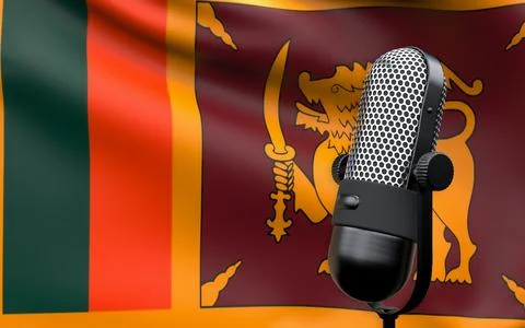 Ceylon national flag with microphone composition of voice of truth debate inf 스톡 일러스트