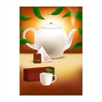 Ceylon Tea Creative Advertising Poster Vector Illustration Illustrazione stock