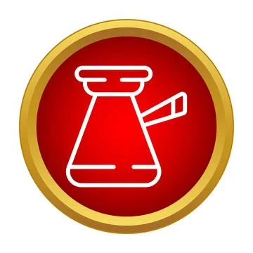 Cezve coffee pot flat icon in red circle Stock Illustration