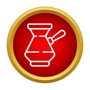 Cezve coffee pot flat outline icon design Stock Illustration
