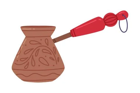 Cezve as Long-handled Pot and Traditional Istanbul Symbol Vector Illustration Illustrazione stock