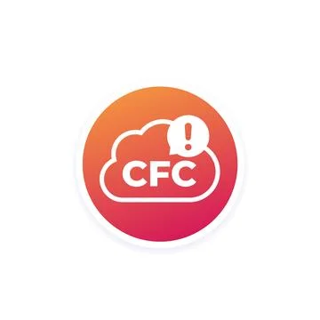 CFC icon with cloud, chlorofluorocarbons round vector design Stock Illustration
