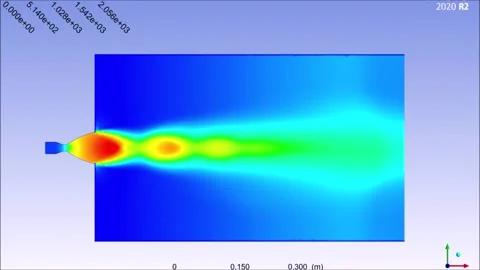 CFD analysis of bell rocket nozzle. Stock Footage 204080376