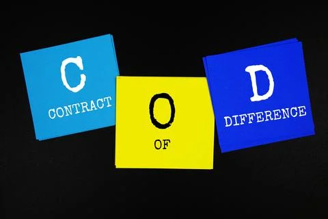 CFD - Contract Of Difference acronym text on sticky note on black background Stock Photos