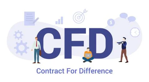 Cfd contract for difference concept with big word or text and team people wit Stock-Illustration