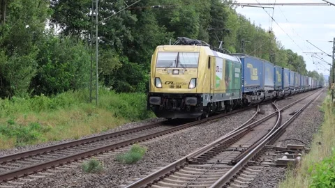 CFL Cargo freight train on the Münster - Osnabrück line Stock Footage 282975051