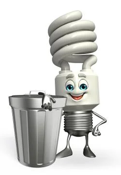 Cfl character with dustbin Stock Illustration