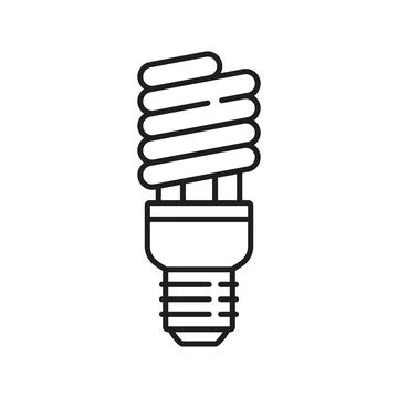 CFL light bulb and fluorescent lamp line icon Stock Illustration