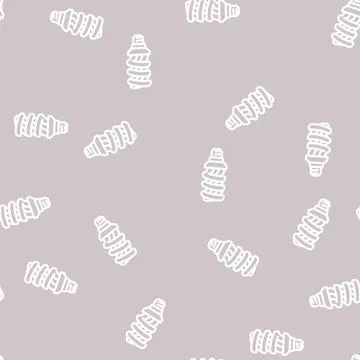 Cfl light bulb line vector seamless pattern 스톡 일러스트