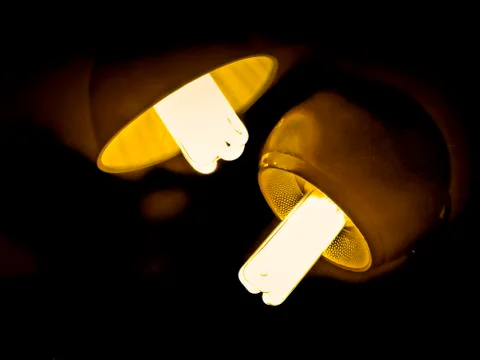 Cfl lights in table lamps Stock Photos