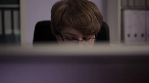 CFO In Front Of Monitor's Computer and Works Stock Footage 46105063