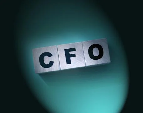 CFO letters on cubes on a red background. Chief Financial Officer concept 库存照片