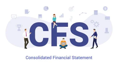 Cfs consolidated financial statement concept with big word or text and team p Stock Illustration