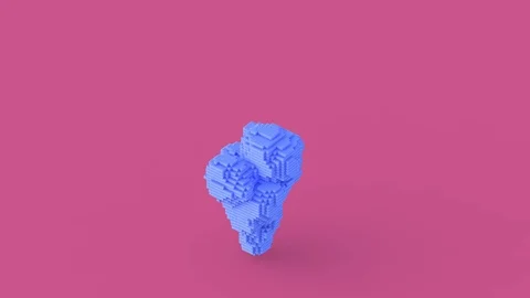Cg animation of the blue explosion of bricks, blocks. Video stock 106824912