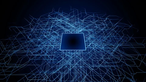 CG animation of electronic circuit. CPU. Microchip. Semiconductor. Stock Footage 130058613