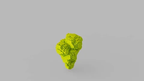 Cg animation of the green explosion of bricks, blocks. Video stock 106824821