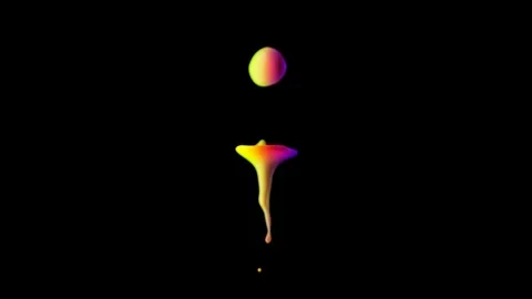 Cg animation of two colored drops splash on black background. Slow motion with 動画素材 87808753