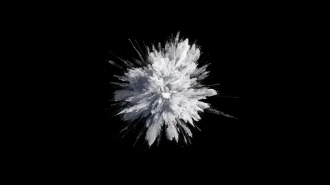 Cg animation of white powder explosion on black background Stock Footage
