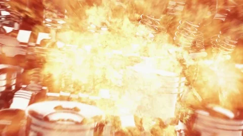 CG animation of a working V8 engine with start stop button. Stock Footage 79271506